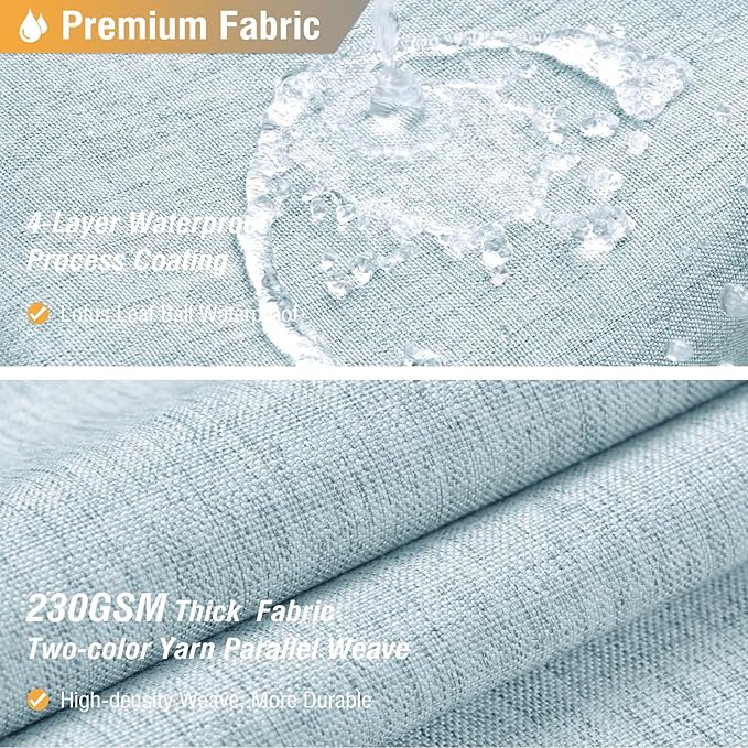 BTTN Stall Fabric Shower Curtain - 54x78 Inch Long Linen Textured Heavy Duty Shower Curtain Set with 10 Plastic Hooks, Narrow Neutral Outdoor Weighted Waterproof Shower Curtains for Bathroom, Fog Blue