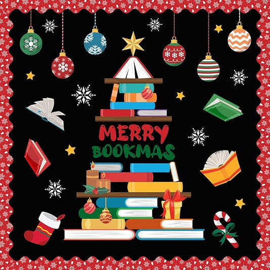 79pcs Christmas Bulletin Board Decoration Set,Xmas Tree Paper Cutouts Bulletin Board for Classroom Holiday Decorations School Reading Room Wall Door Xmas Decor