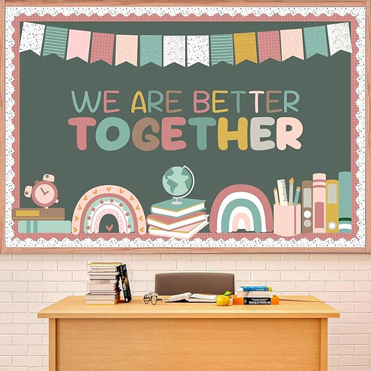 Classroom Bulletin Board Decorations Set, Welcome Classroom Bulletin Wall Decor, Boho Classroom Decorations for Bulletin Boards, Blackboards and Classroom Walls