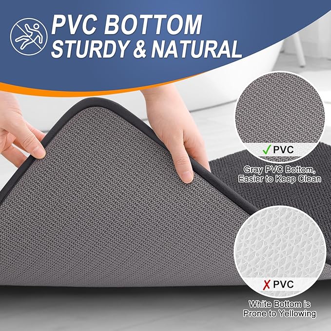 OLANLY Thick Memory Foam Bath Mat Rug 40x32, Extra Soft Absorbent Bathroom Rug, Quick Dry Bath Mats, Non-Slip, Machine Washable Carpet for Bathroom, Tub and Shower, Home Decor Accessories, Dark Grey