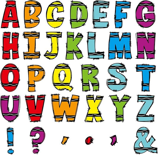 150 PCS Large 6" Bulletin Board Letters Set, Colorful Crayon Themed Classroom Alphabet Cutout Letter for Bulletin Board Display Home School, A Great Helper to Inspire Students' Learning Interest