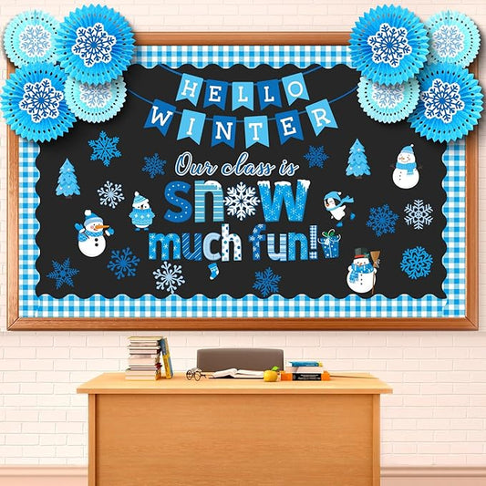 Eersida Spring Bulletin Board Decorations with Paper Fans St Patricks Day 3D Classroom Bulletin Board Christian Easter Flower Bunny Cutouts School VBS Library Church Window Wall Decor(Snow)