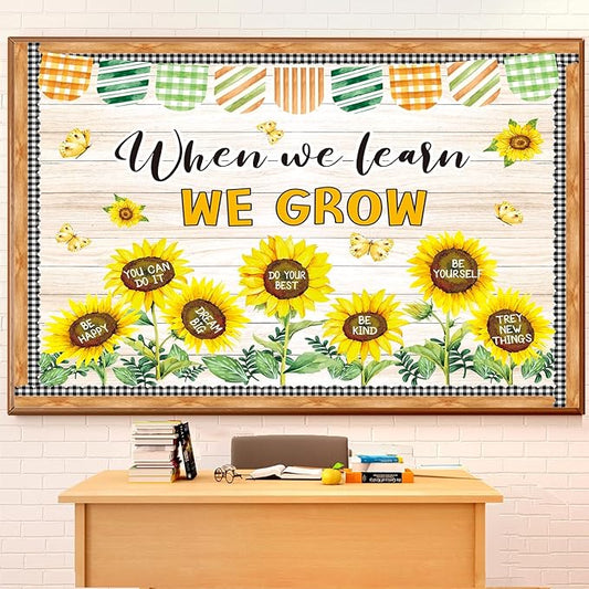 Spring Sunflower Bulletin Board Decorations Set with Borders Motivational Sunflowers Classroom Decor for Teachers Cute Wildflowers Positivity Cutouts for Class School Classroom Bulletin Board Decorati