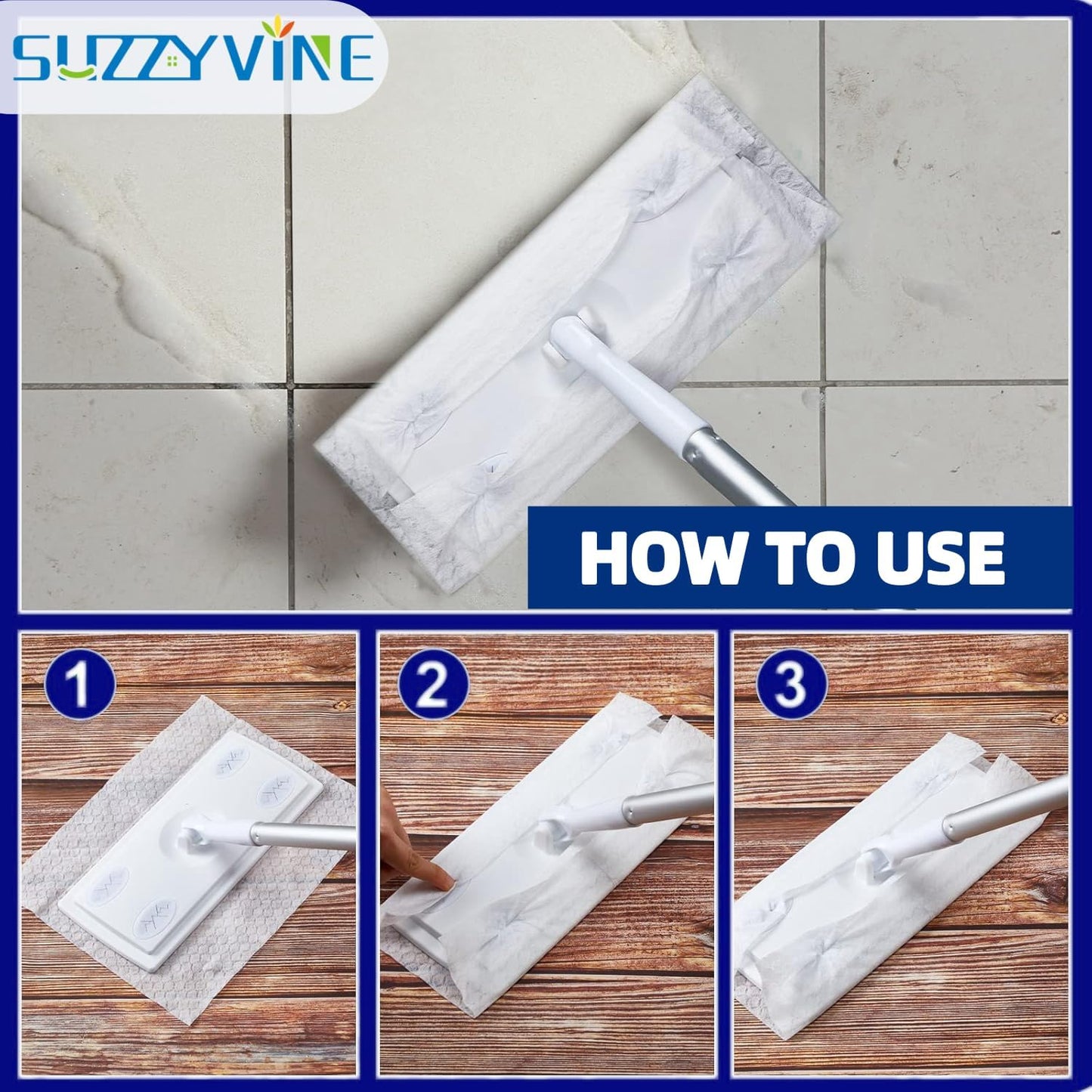 SUZZYVINE Dry Sweeping Cloths Dry Pads Refills 80 Count Dry Mop Refills for Floor Mopping and Cleaning, Dry Sweeping Cloths Dry Floor Cloths, Unscented, 7.87"x11.81" (80 Count)