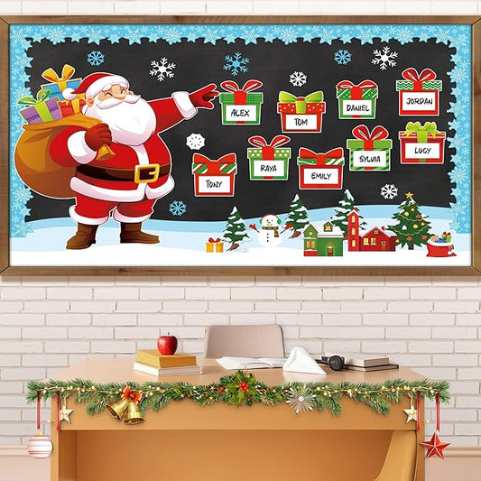 Aneco Christmas Bulletin Board Decorations Xmas Border Trim Christmas Party Supplies Classroom Decoration Cutouts for School Home Wall Decor
