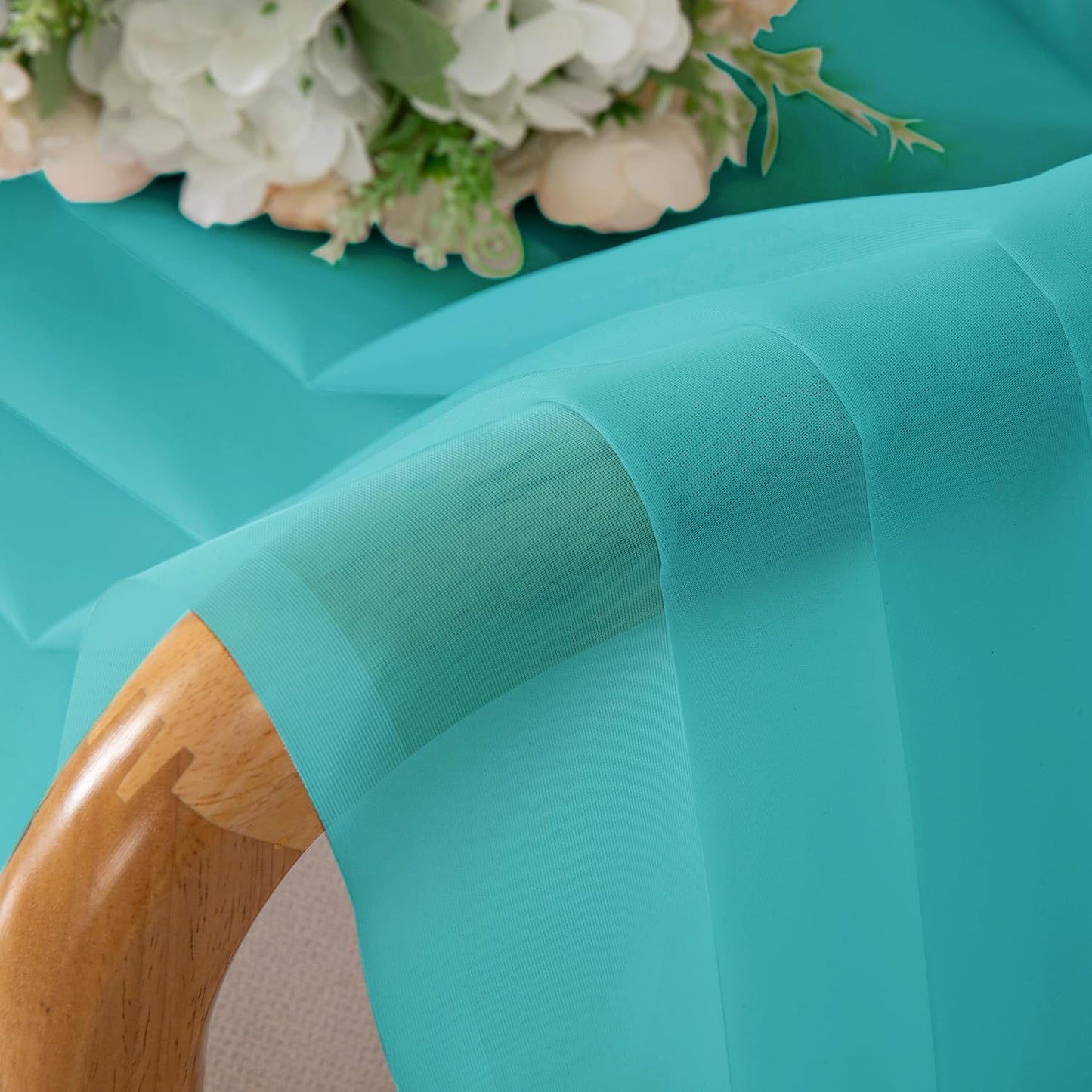 Chyhomenyc Turquoise Sheer Curtains 72 Inch Length 2 Panels, Light Filtering Soft Airy Rod Pocket Voile Window Curtain Drapes for French Door Bedroom Living Room, Each 42Wx72L Inches