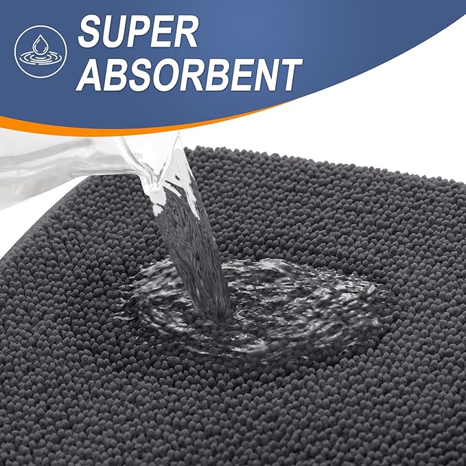 OLANLY Thick Memory Foam Bath Mat Rug 40x32, Extra Soft Absorbent Bathroom Rug, Quick Dry Bath Mats, Non-Slip, Machine Washable Carpet for Bathroom, Tub and Shower, Home Decor Accessories, Dark Grey