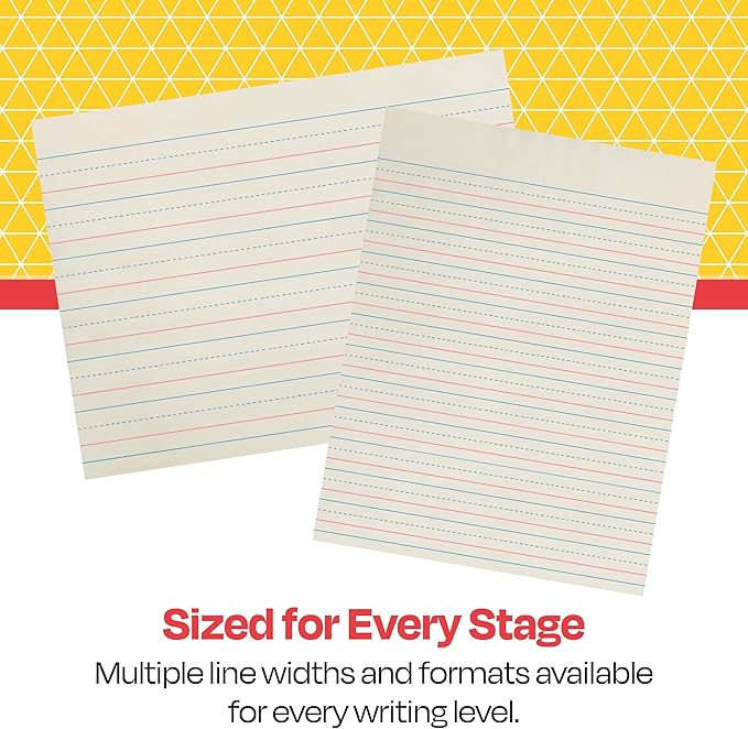 School Smart Zaner-Bloser Writing Paper, Handwriting Practice Lined Paper, Grade 2 Learning, 3/4 Inch Rule, 10-1/2 x 8 Inches, 500 Sheets