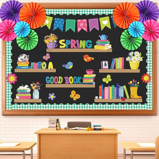 Containlol 3D Reading Bulletin Board Decorations Set for Classroom Book Shelf Butterfly Flower Read Bulletin Board Borders Paper Cutouts Back to Preschool Library Chalkboard Wall Office Decor Supplies
