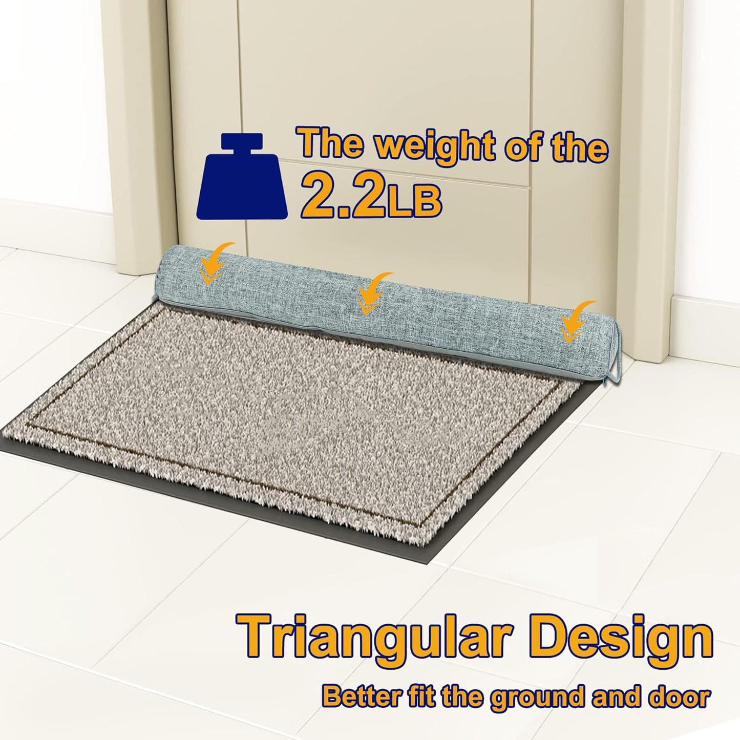 NABOWAN 36" Weighted Under Door Draft Stopper -Triangular Door Draft Blocker with Hook Loops for Easy Install, Save Energy, Home Room Essentials