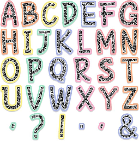 150 PCS Large 6" Bulletin Board Letters Set, Composition Pastel Classroom Alphabet Cutout Letter for Bulletin Board Display Home School, A Great Helper to Inspire Students' Learning Interest