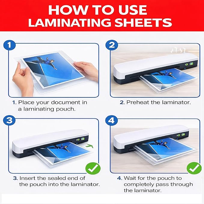 3MIL Thermal Laminating Sheets (1000 Count), 9x11.5 inch Letter Size Dry-Erase Friendly Laminating Pouches, Compatible with Laminator, Crystal Clear Laminated Finish
