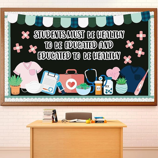 Healthy Bulletin Board Set Healthcare Workers Nurses Classroom Decorations Medical RN Cutouts for Students Doctor Hospital Nursing School Kindergarten Back to School RN Party Wall Supplies