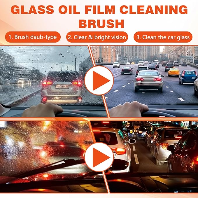 Oil Film BrushHandheld Glass Oil-Film Remover, New Upgrade Powerful Roll-On Glass Compound Emulsion Guard Cleaner Glass Cleaning Board, Automotive Oil Film Cleaning Brush Car Windshield Windows