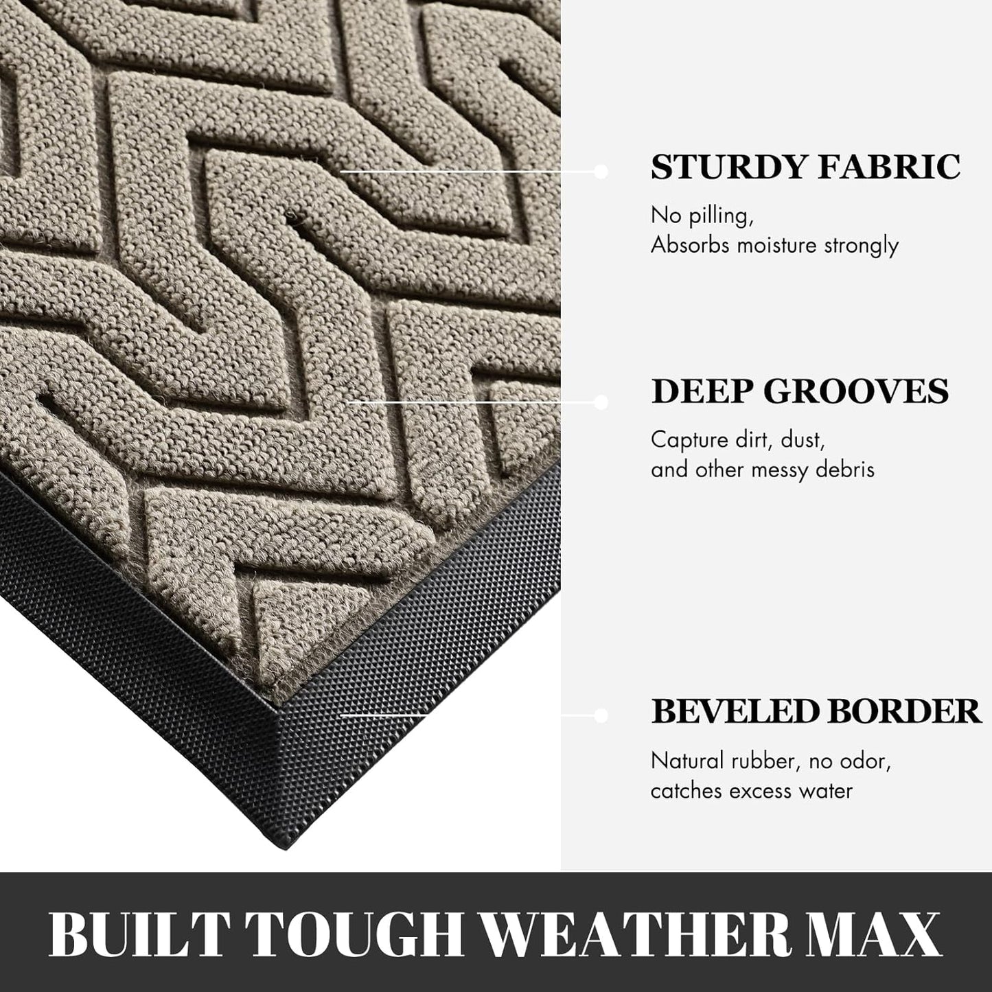 Yimobra Large Door Mat Outside Entrance 47x24, Waterproof Heavy Duty Outdoor Mats for Front Door, Non Slip Rubber Entry Mat for Garage Patio, Easy Clean, Beige