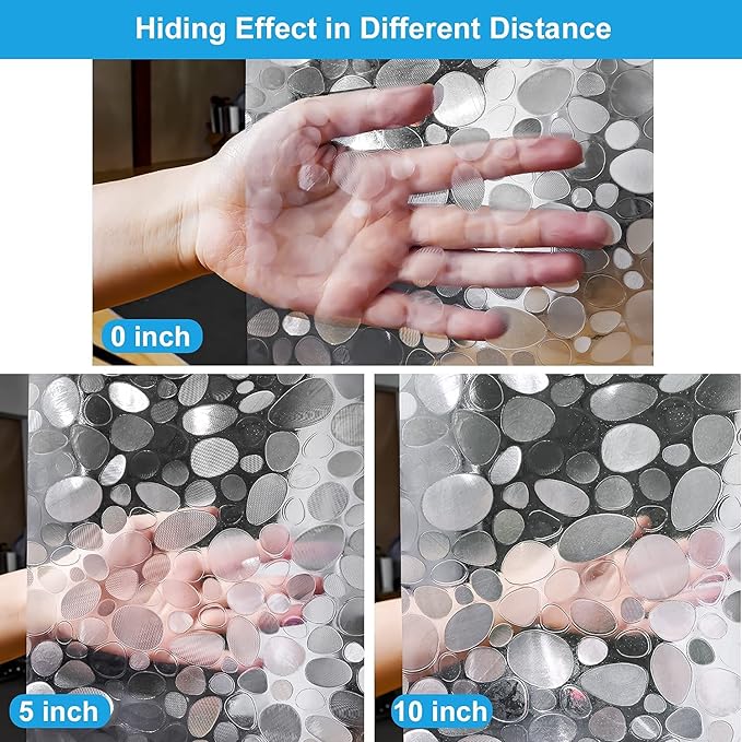 UFRIDAY Clear Shower Curtain Liner 72 x 72 inch,EVA 3D Cobblestone Weighted Plastic Bathroom Shower Curtain Liner with 3 Big Magnets,Transparent.