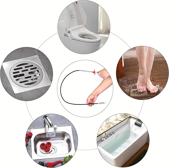 Drain Snake, Drain Clog Remover - Gutter Cleaning Tools Drain Cleaner for Toilet Sewer Shower Kitchen Bathroom Tub Clogged Drains Opener Cleaning Tool, Flexible Grabber Claw Pick Up Reacher (30 inch)