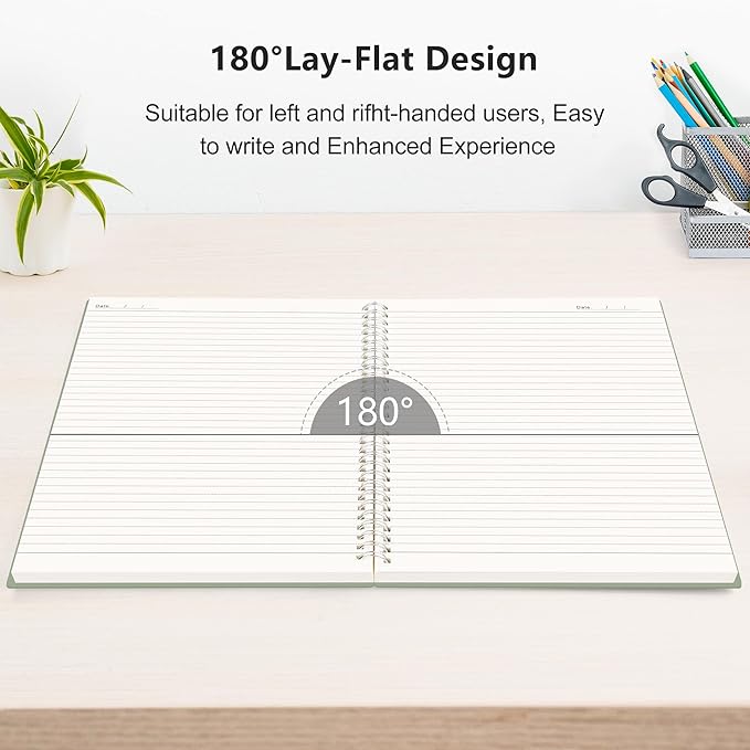 RETTACY Spiral College Ruled Notebook, 300 Pages, A4 Large Size (8.2" x 11.2"), for School, Work, Writing, Journaling, 100 GSM Thick Paper, Flexible Plastic Cover (Navy Blue)