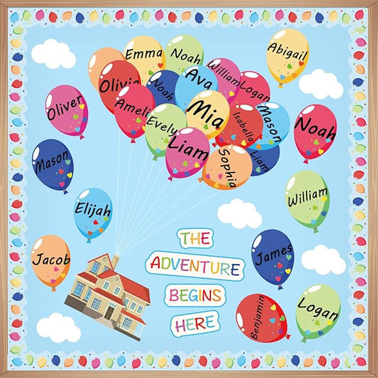 Colorful Balloons Bulletin Board Decoration Set Mix Balloon Borders Cutouts for Party School Classroom Door Welcome Bulletin Board Craft Home Wall(Adventure Balloons)