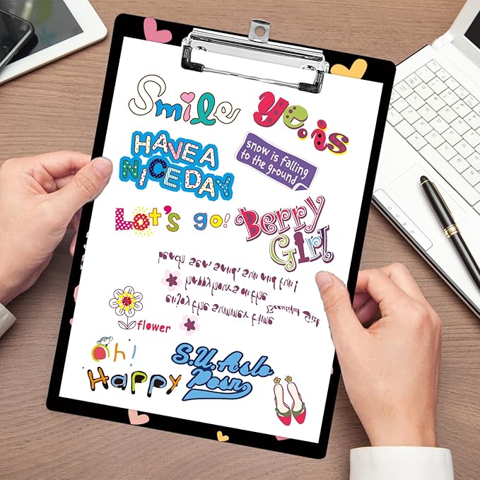 Plastic A4 Clipboards, Cute Fashion Clipboard Decorative, 12.2" x 8.7" Standard A4 Size Clipboards, Plastic Acrylic Clipboard for Teacher, Social Worker, Students,Women, Office Supplies(Social Worker)