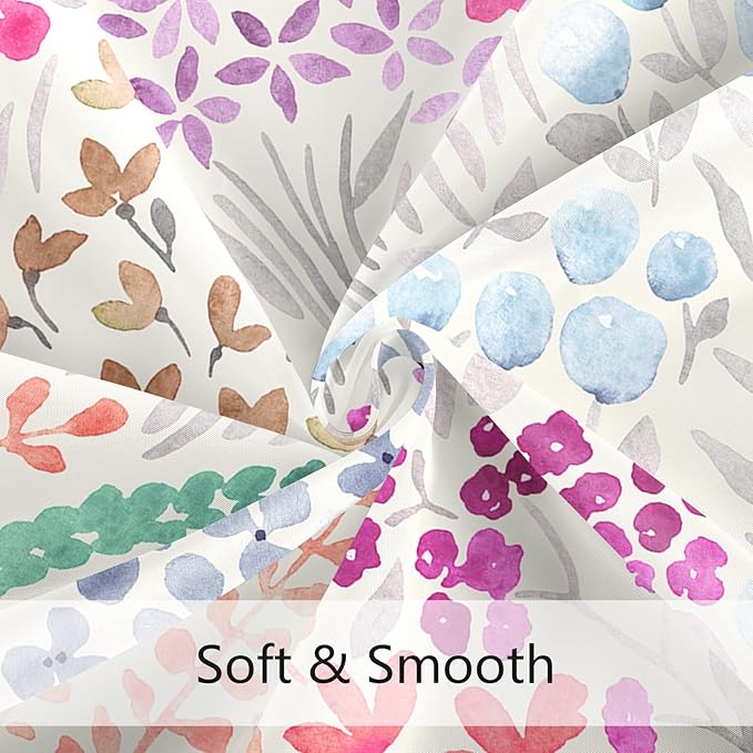 Small Stall Shower Curtain 36 x 72 Inch, Half Narrow Cute Floral Shower Curtain for Bathroom, Hot Pink Wildflower Boho Cottagecore Fabric Shower Curtain Set with Hooks