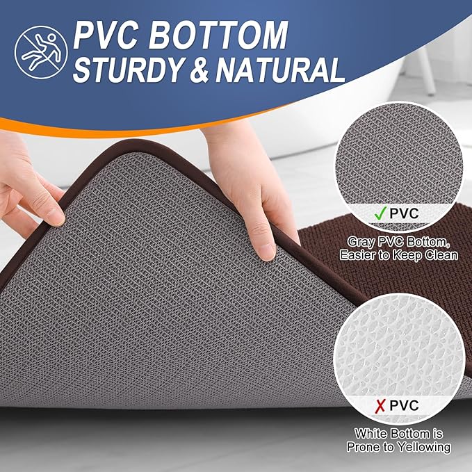 OLANLY Thick Memory Foam Bath Mats Rugs 50x30, Extra Soft Absorbent Bathroom Rug, Quick Dry Bath Mat, Non-Slip, Machine Washable Carpet for Bathroom, Tub and Shower, Home Decor Accessories, Brown