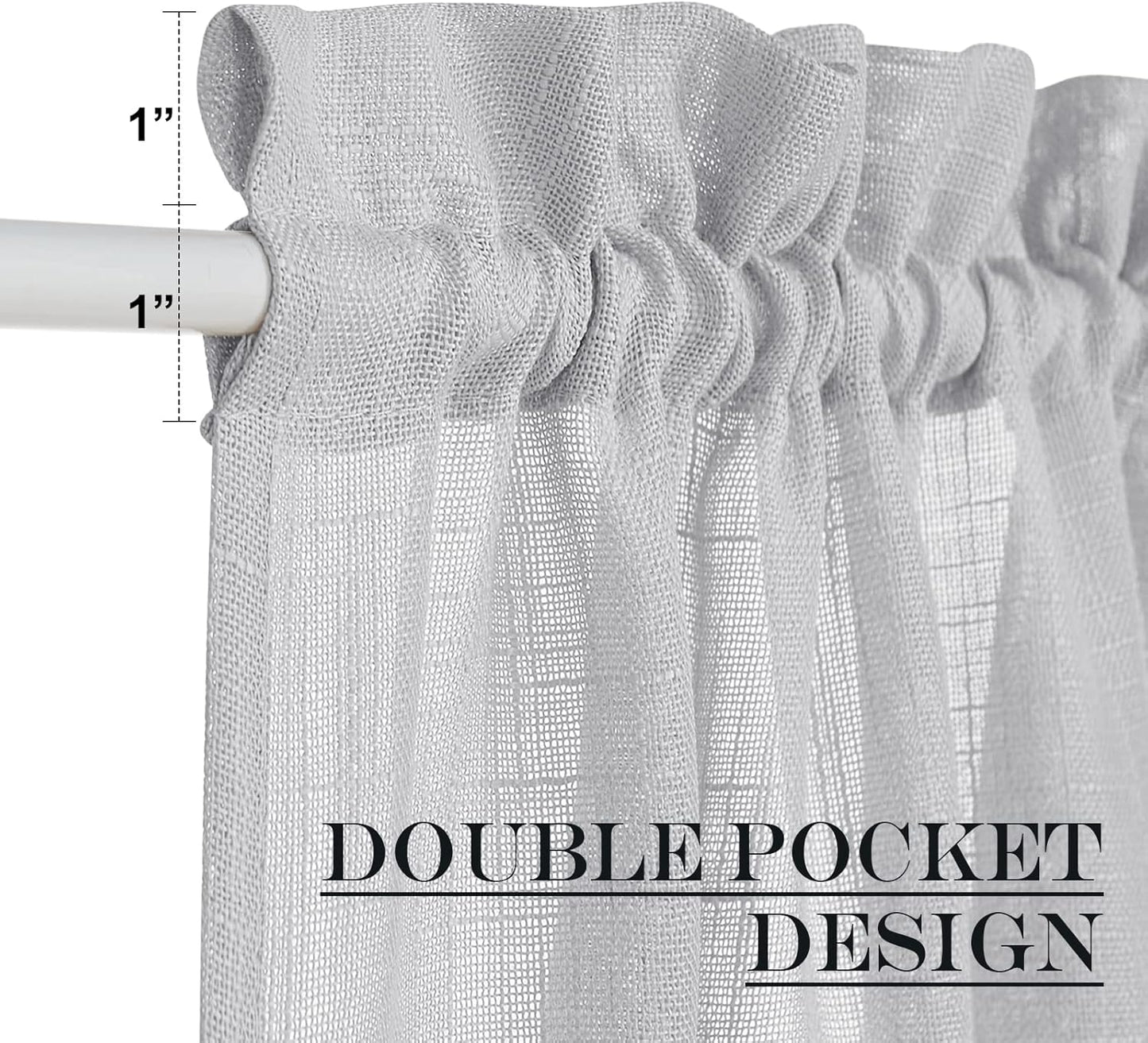 NICETOWN Sidelight Curtain for Light Filtering Linen Window Sheer Curtains for French Fron Door with Tieback, Temporary Door Window Shade for Entryway Doorway,1 PC, 26x80, Light Grey
