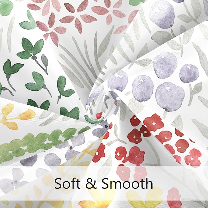Extra Long Shower Curtain 72 x 96 Inch, Floor to Ceiling X-Long Tall Cute Floral Shower Curtain for Bathroom, Sage Green Wildflower Boho Cottagecore Fabric Shower Curtain Set with Hooks