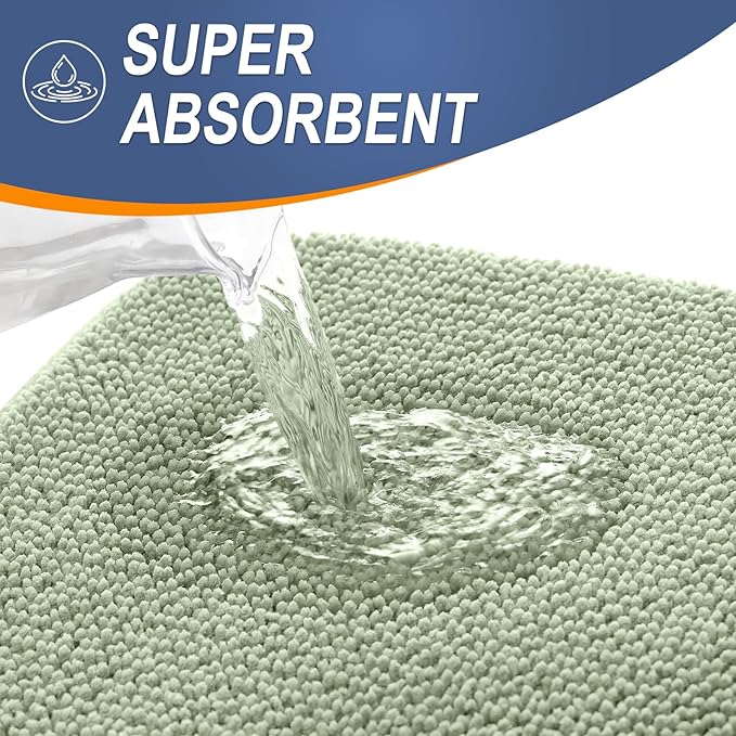 OLANLY Thick Memory Foam Bath Mat Rug 47x32, Extra Soft Absorbent Bathroom Rug, Quick Dry Bath Mats, Non-Slip, Machine Washable Carpet for Bathroom, Tub and Shower, Home Decor Accessories, Sage Green
