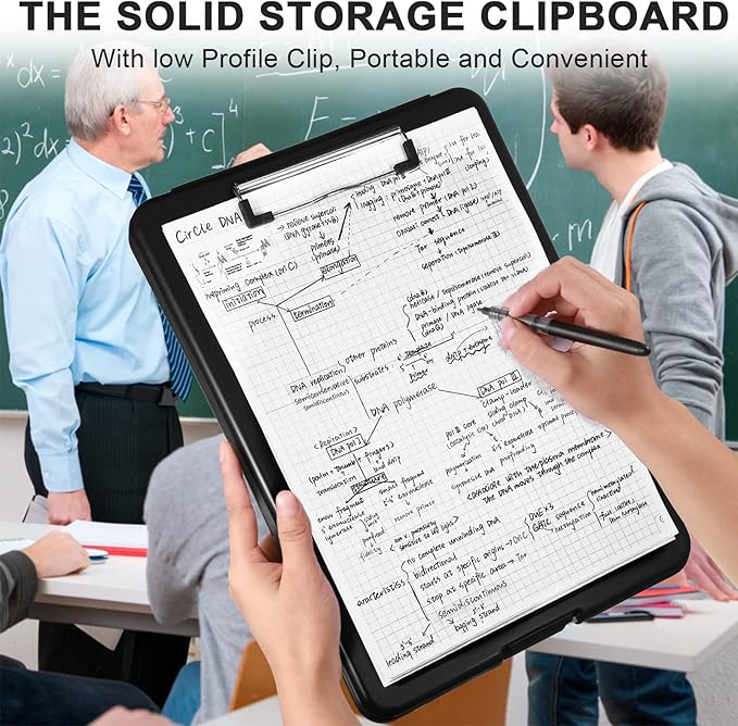 Geyee 8 Pcs Clipboard with Storage Plastic Foldable Nursing Clipboard Storage with Pen Holder 9. 5 x 13. 4 Inch Foldable Clip Board with Low Profile Clip for Student Teacher Nurse Office Supplies