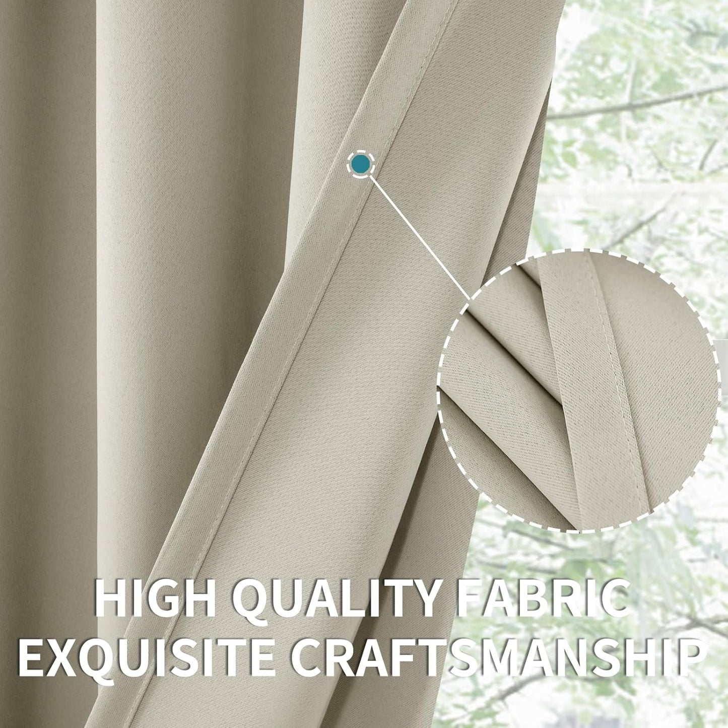 BGment Short Blackout Curtains 36 Inches Length for Basement Kitchen - Rod Pocket Thermal Insulated Room Darkening Window Drapes for Bathroom Camper, Light Camel, 2 Panels, 42 x 36 Inch