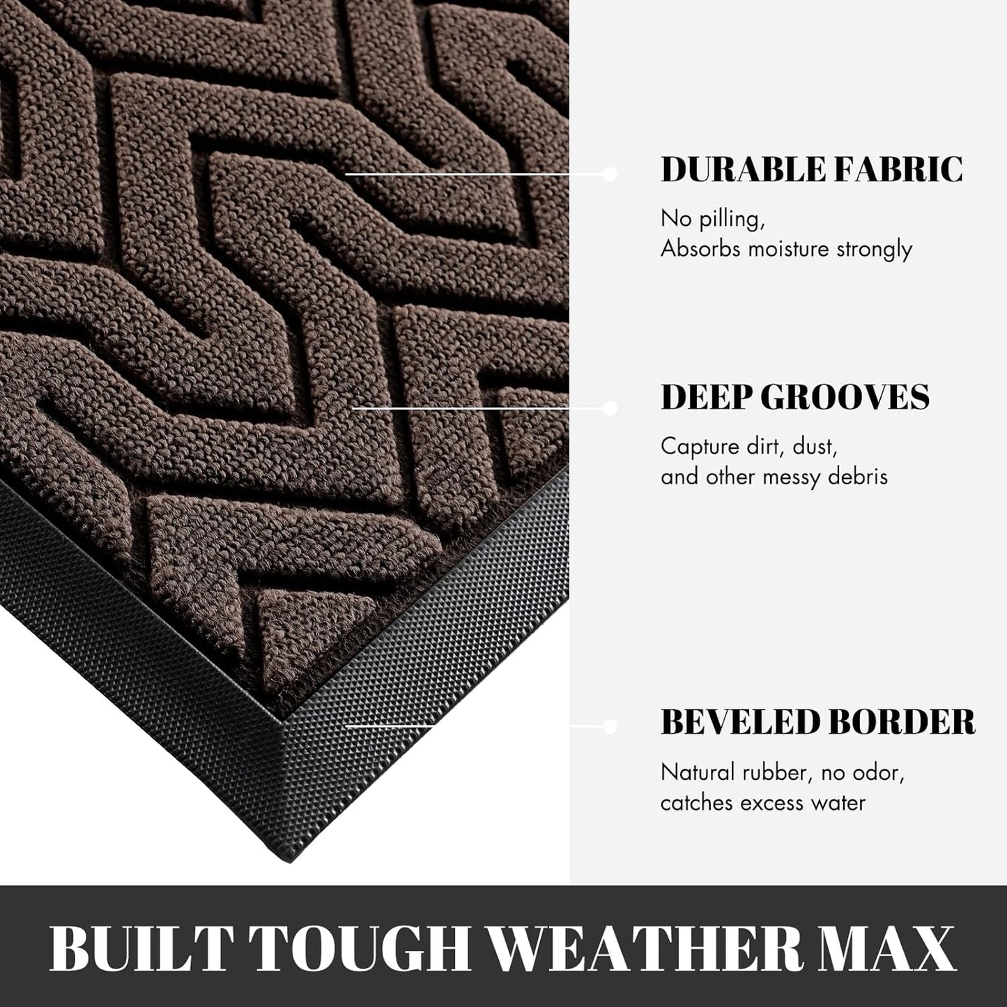 Yimobra 72x24 Indoor Outdoor Runner Rug, Heavy-Duty Waterproof Entrance Mat for High Traffic Areas, Commercial Grade Welcome Door Mat, Easy Clean, Brown
