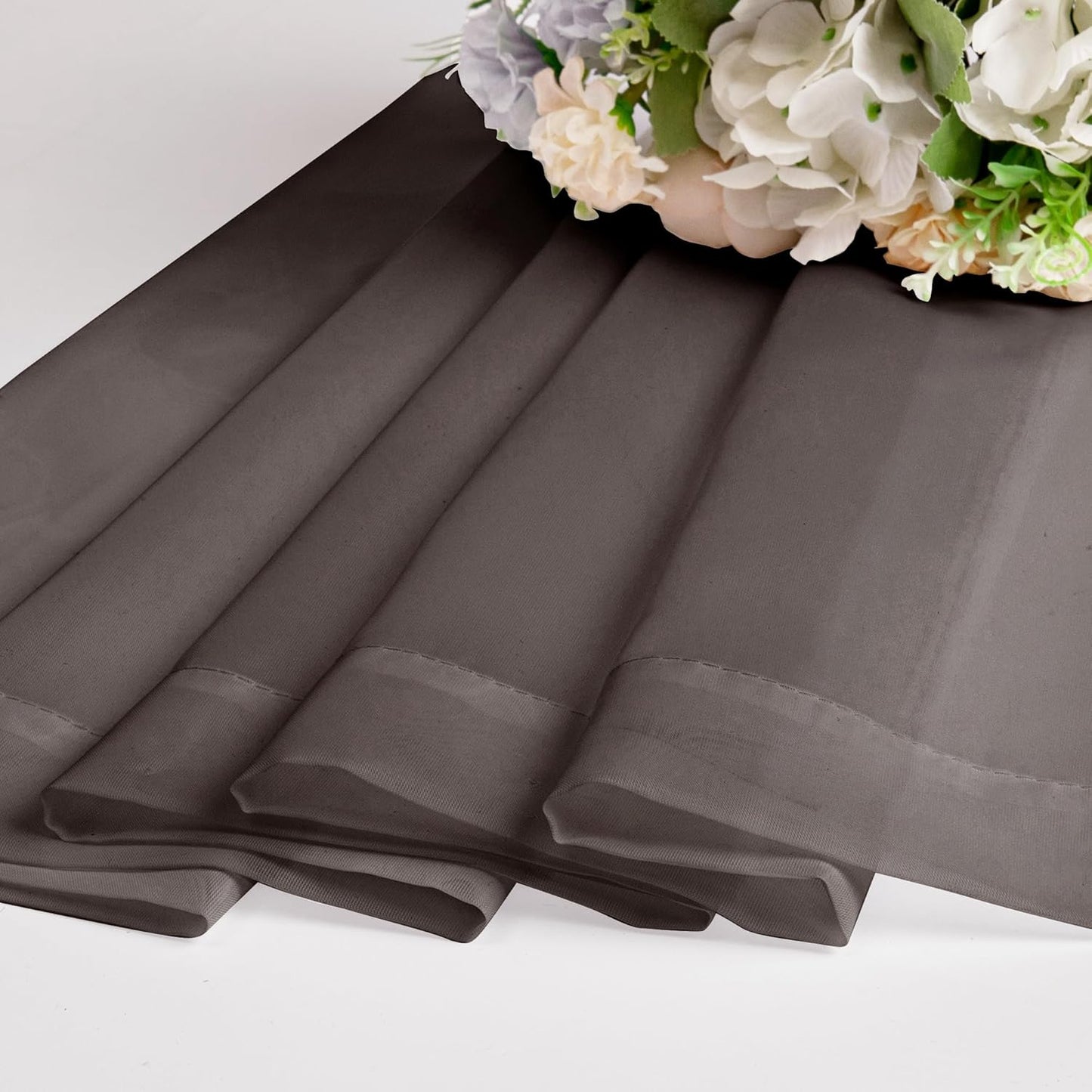Chyhomenyc Sheer Curtains 63 Inch Length 2 Panels, Light Filtering Rod Pocket Window Sheer Curtain Drapes for Bedroom Living Room, 42Wx63L, 2 Panels, Chocolate Brown