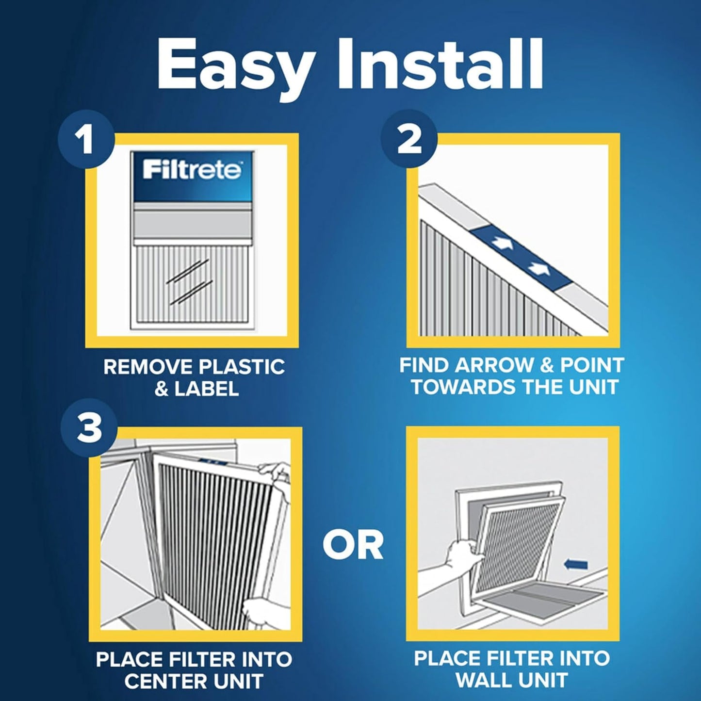 Filtrete 20x23x1 AC Furnace Air Filter, MERV 11, MPR 1000, Micro Allergen Defense, 3-Month Pleated 1-Inch Electrostatic Air Cleaning Filter, 4 Pack