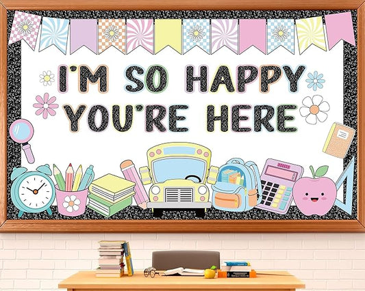 Back to School Bulletin Board Decorations Composition Notebook Classroom Bulletin Board Set Colorful Notebook Pencil Stationery Paper Cutouts for First Day of School Classroom Decor Supplies