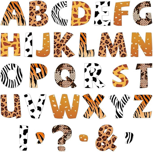 150 PCS Large 6" Bulletin Board Letters Set, Safari Jungle Classroom Alphabet Cutout Letter for Bulletin Board Display Home School, A Great Helper to Inspire Students' Learning Interest