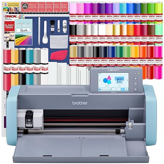 Brother ScanNCut SDX125E Deluxe Wireless Bundle with 38 Sheets 651 Vinyl, HTV, Tools, Guides, and More