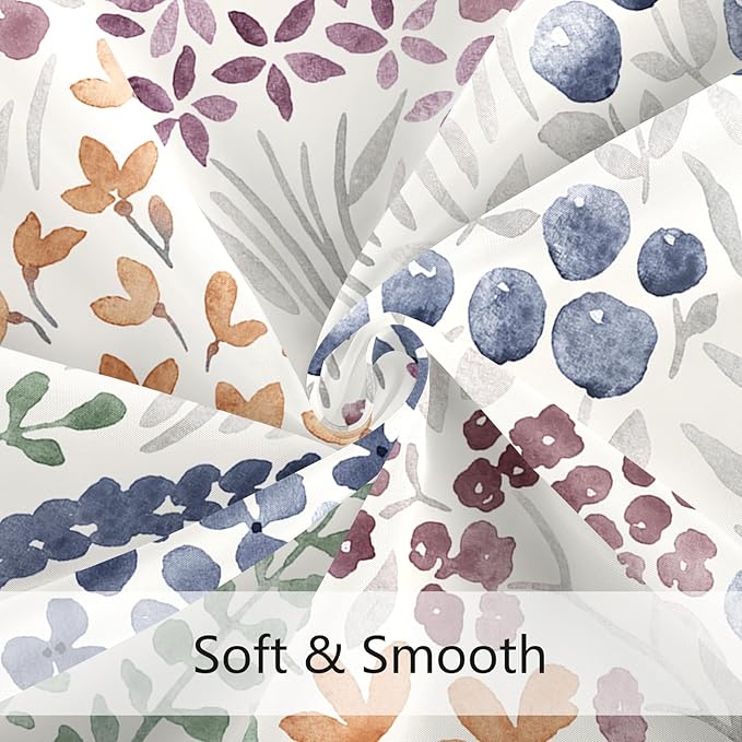 Small Stall Shower Curtain 36 x 72 Inch, Half Narrow Cute Floral Shower Curtain for Bathroom, Mauve Wildflower Boho Cottagecore Fabric Shower Curtain Set with Hooks