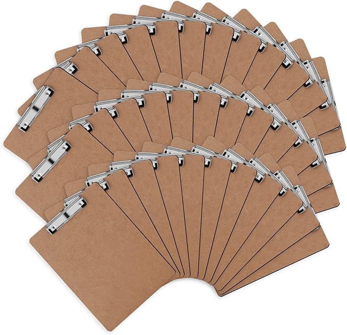 Clipboards, PANDRI 36 Pack Hardboard Office Clipboards, Low Profile Clip, Standard A4 Letter Size, Classroom Supplies, ECO Friendly