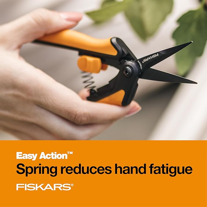 Fiskars 6" Pruning Scissors (2-Pack) for Flowers, Buds, Weeds and Small Plants, Garden Snips with Resin Resistant Nonstick Stainless Steel Blades, Gardening Trimmers with Comfortable Handle