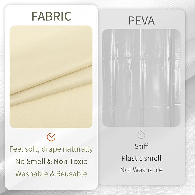 ALYVIA SPRING Stall Fabric Shower Curtain Liner Waterproof - Soft & Lightweight Long Stall Size Shower Curtain with Magnets, Machine Washable - 54x78, Cream
