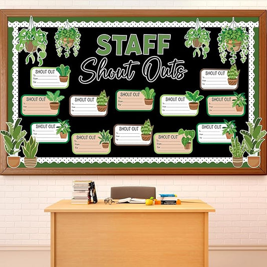 Plant Theme Staff Shout Outs Bulletin Board Decorations Spring Plants Staff Shout Outs Bulletin Board Set Appreciation and Recognition DIY Craft Cutouts for Back to School Classroom Door Decor Supplie