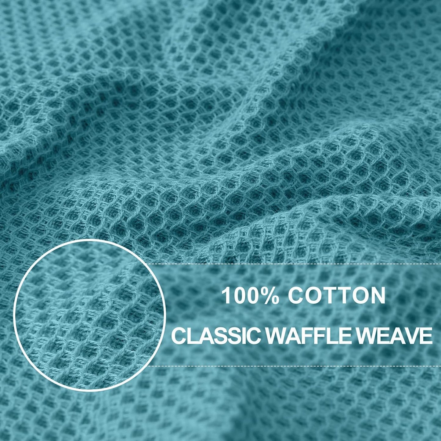 Homaxy 100% Cotton Waffle Weave Kitchen Dish Towels, Ultra Soft Absorbent Quick Drying Cleaning Towel, 13 x 28 Inches, 4-Pack, Lake Blue