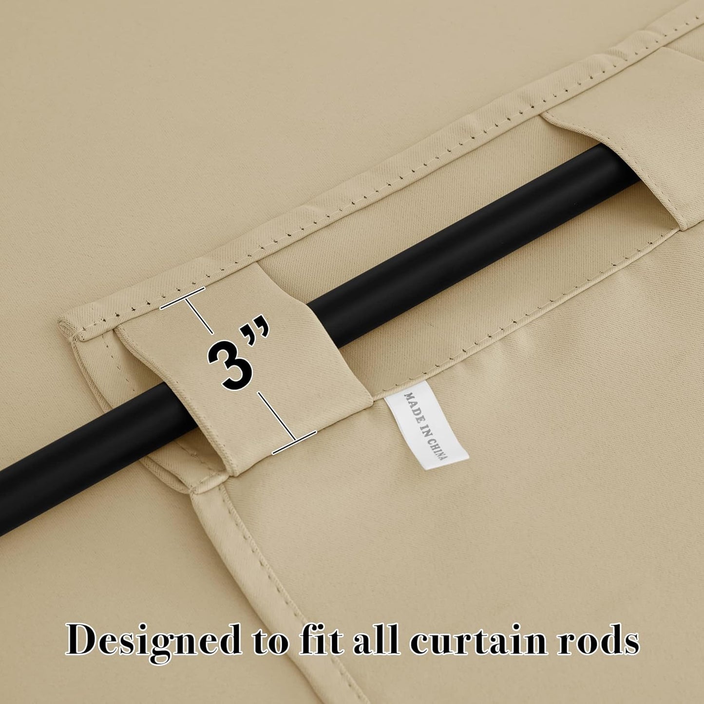 RYB HOME Blackout Curtains 80 inches Long Thermal Insulating Large Window Curtains for Living Room Sliding Glass Door Dining Home Office Backdrop, Biscotti Beige, W 42 x L 80 per Panel, 2 Panels
