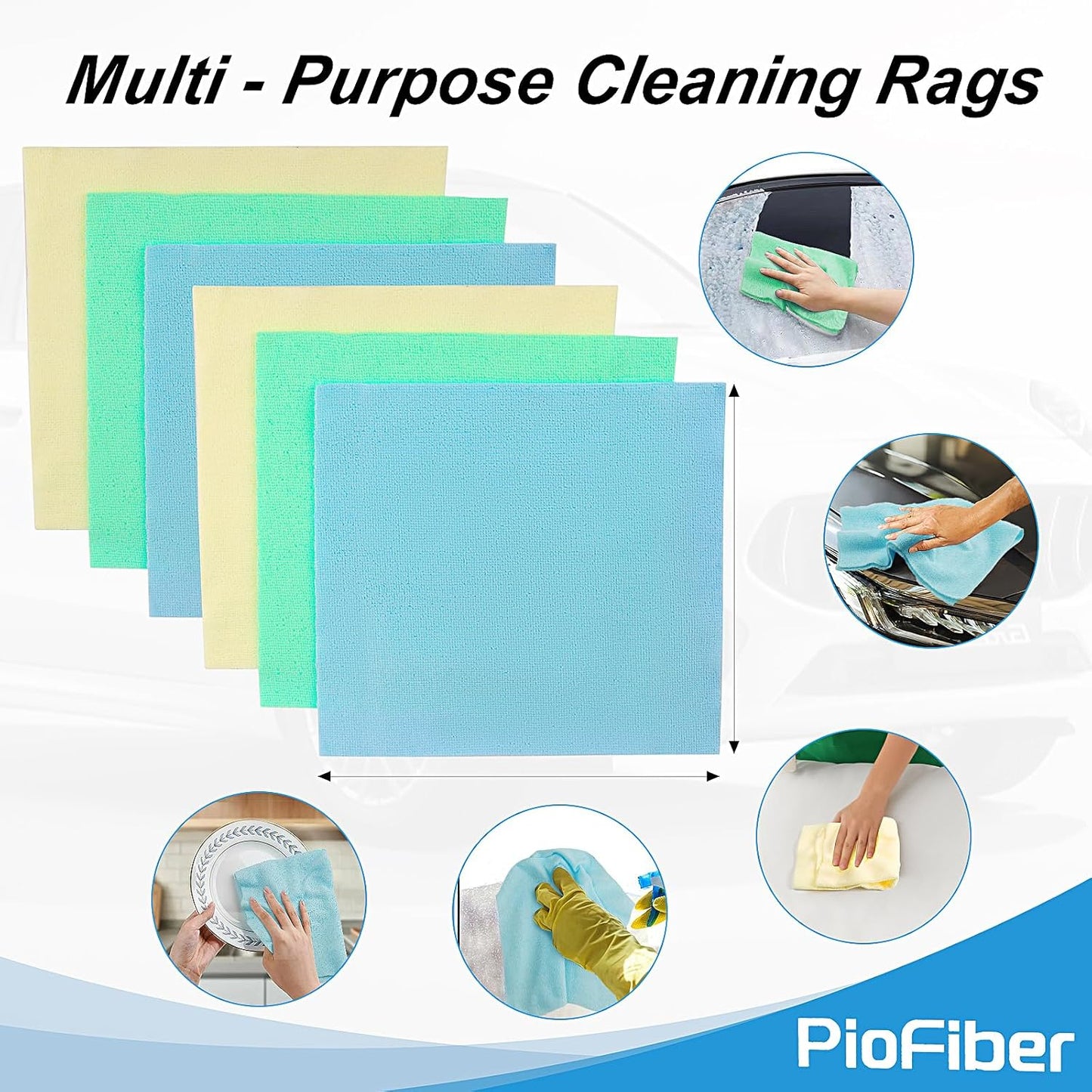 Shop Towels – 150 Pack Edgeless Microfiber Cleaning Cloths, Reusable Lint-Free Towels for Garage, Car Detailing, Kitchen & Glass – Ultra Absorbent Quick Dry Rags, 12"x12"