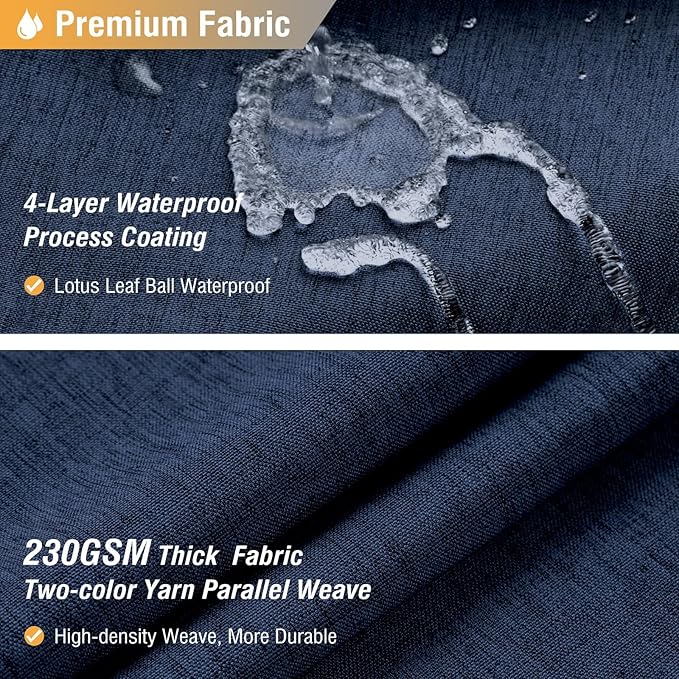 BTTN 60 Inch Fabric Shower Curtain, Stall Linen Textured Waterproof Heavy Duty Cloth Shower Curtain Set with 10 Plastic Hooks, Narrow Hotel Luxury Washable Bath Curtains for Bathroom, 60x72, Navy Blue