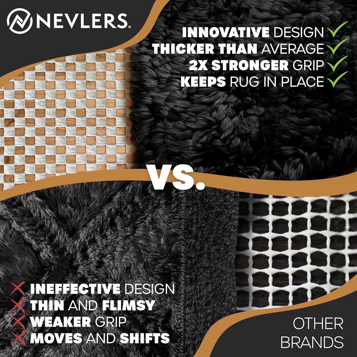Nevlers 10'x14' White Non Slip Rug Pad | PVC Anti Skid Rug Gripper for Hardwood Floors & Other Surfaces | Open Weave Rug Stoppers to Prevent Sliding | Customizable Non Slip Rug Grippers Carpet Pad