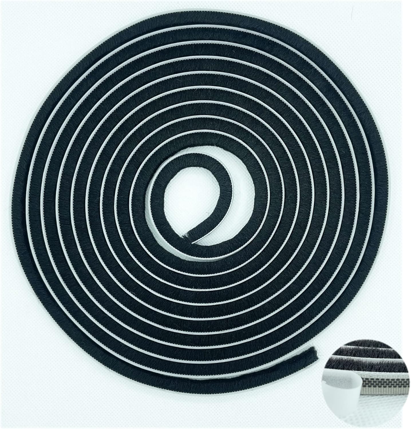 Weather Stripping Brush for Sliding Windows/Doors Frame Side,Pile Self Adhesive Weatherstrip Seal Strip Sealer Draft Stoppers (80ft x11/32 Backing x 11/32 Brush inch, Black)