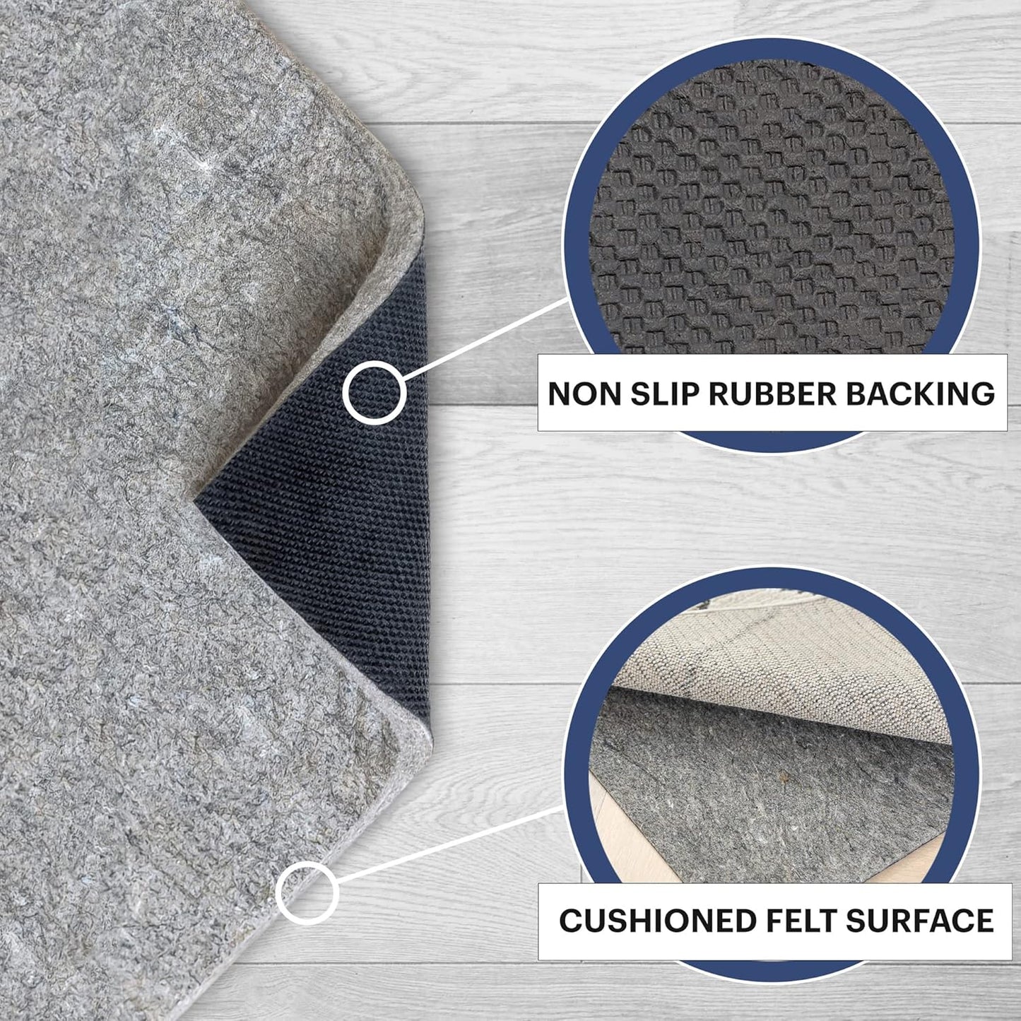 RUGPADUSA - Dual Surface - 2'x7' - 3/8" Thick - Felt + Rubber - Enhanced Non-Slip Rug Pad - Adds Comfort and Protection - for Hard Surface Floors