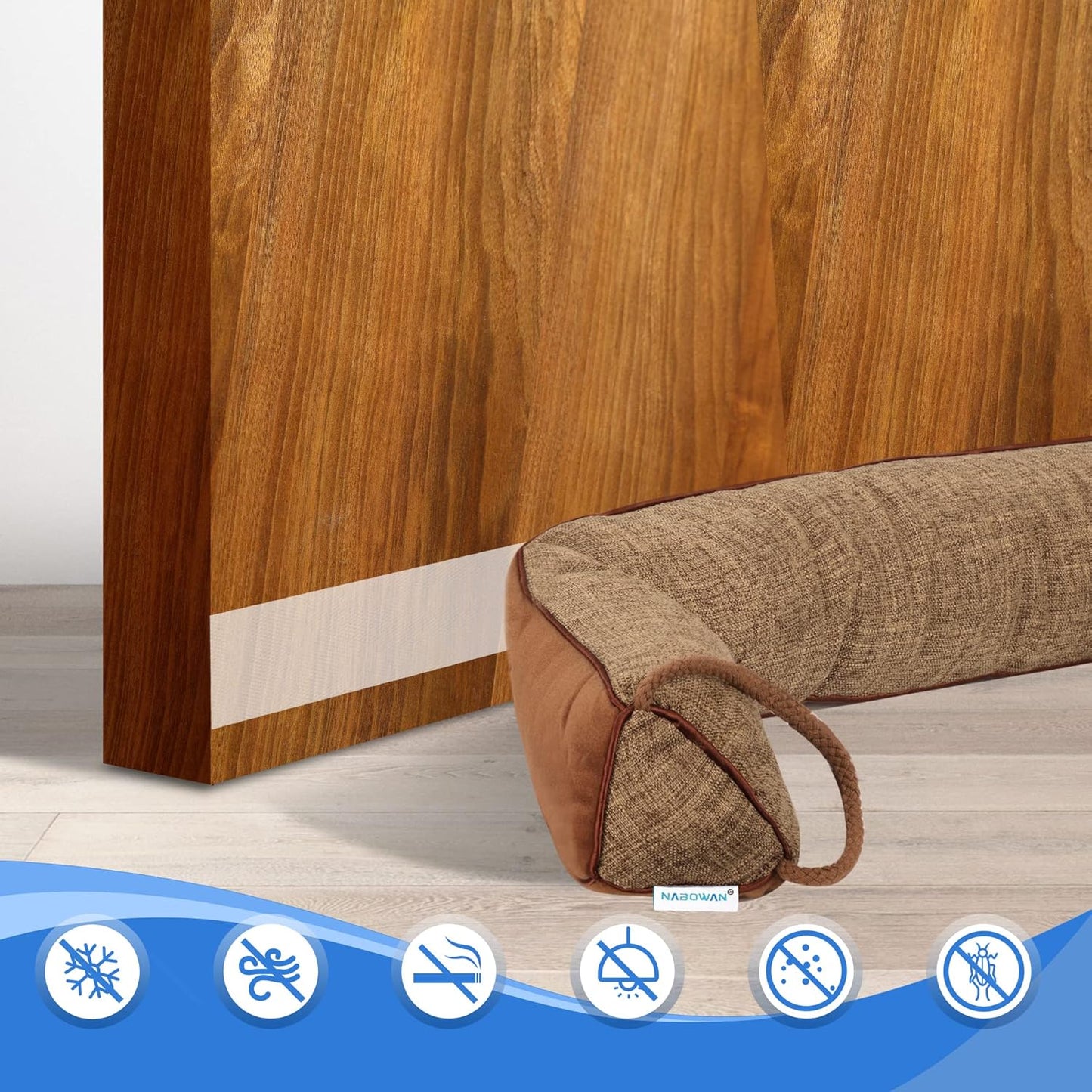 NABOWAN 30" Weighted Under Door Draft Stopper -Triangular Door Draft Blocker with Hook Loops for Easy Install, Save Energy, Home Room Essentials